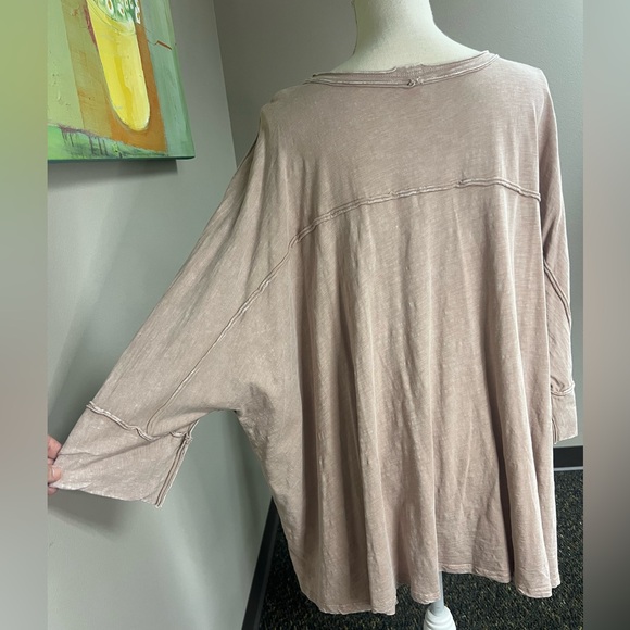 Easel Tan Beige V-Neck 3/4 Sleeve Tunic Size L - Picture 5 of 5